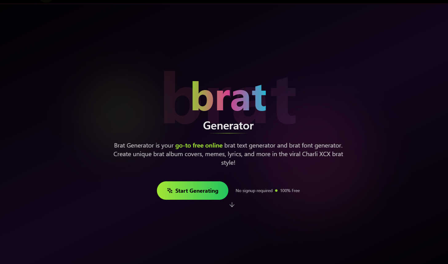  Brat Generator application interface and features