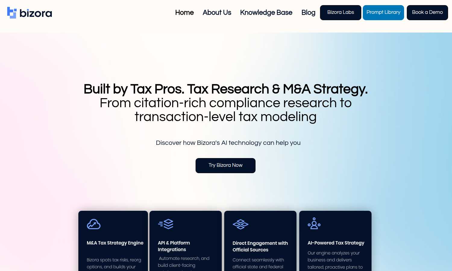 Bizora application interface and features