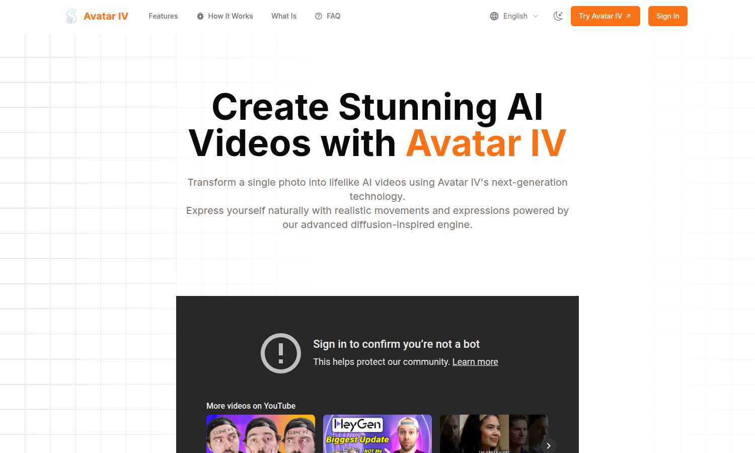 Avatar IV application interface and features