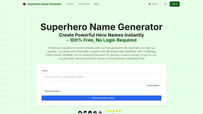 Superhero Name Generator - AI tool for Lifestyle & Entertainment