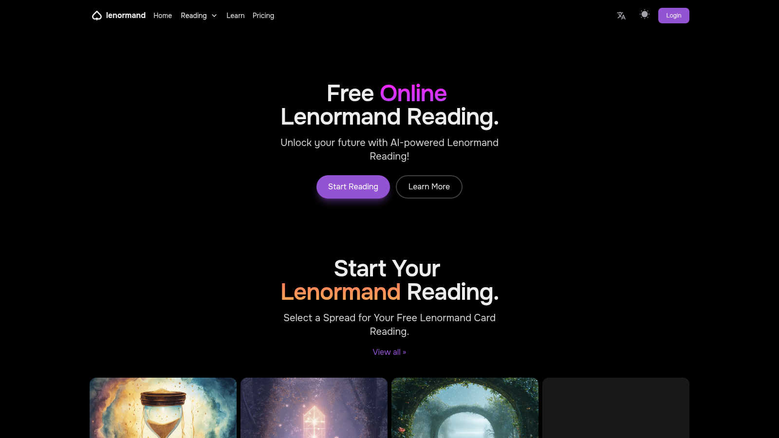 Lenormand Life application interface and features