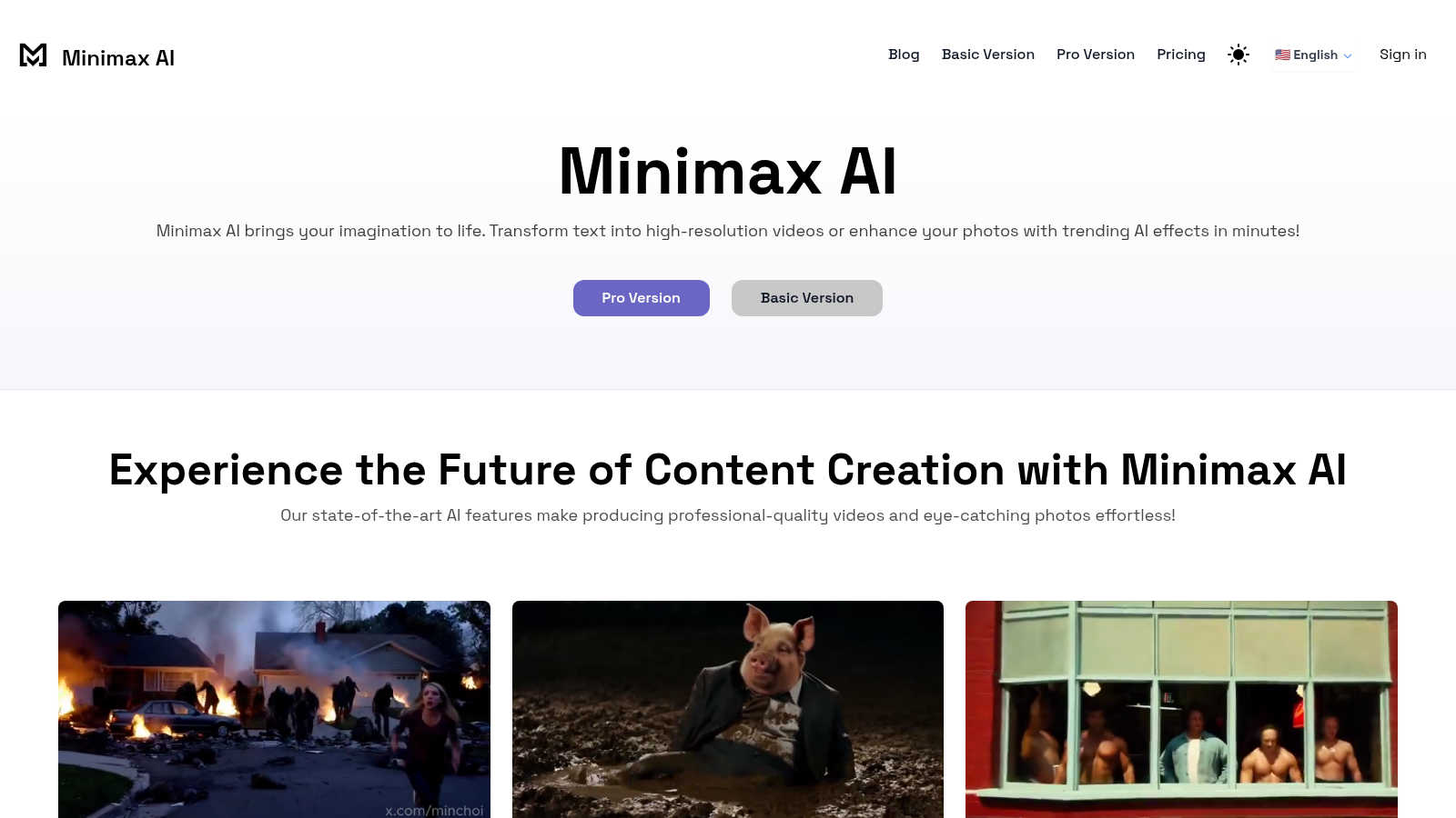Minimax AI application interface and features