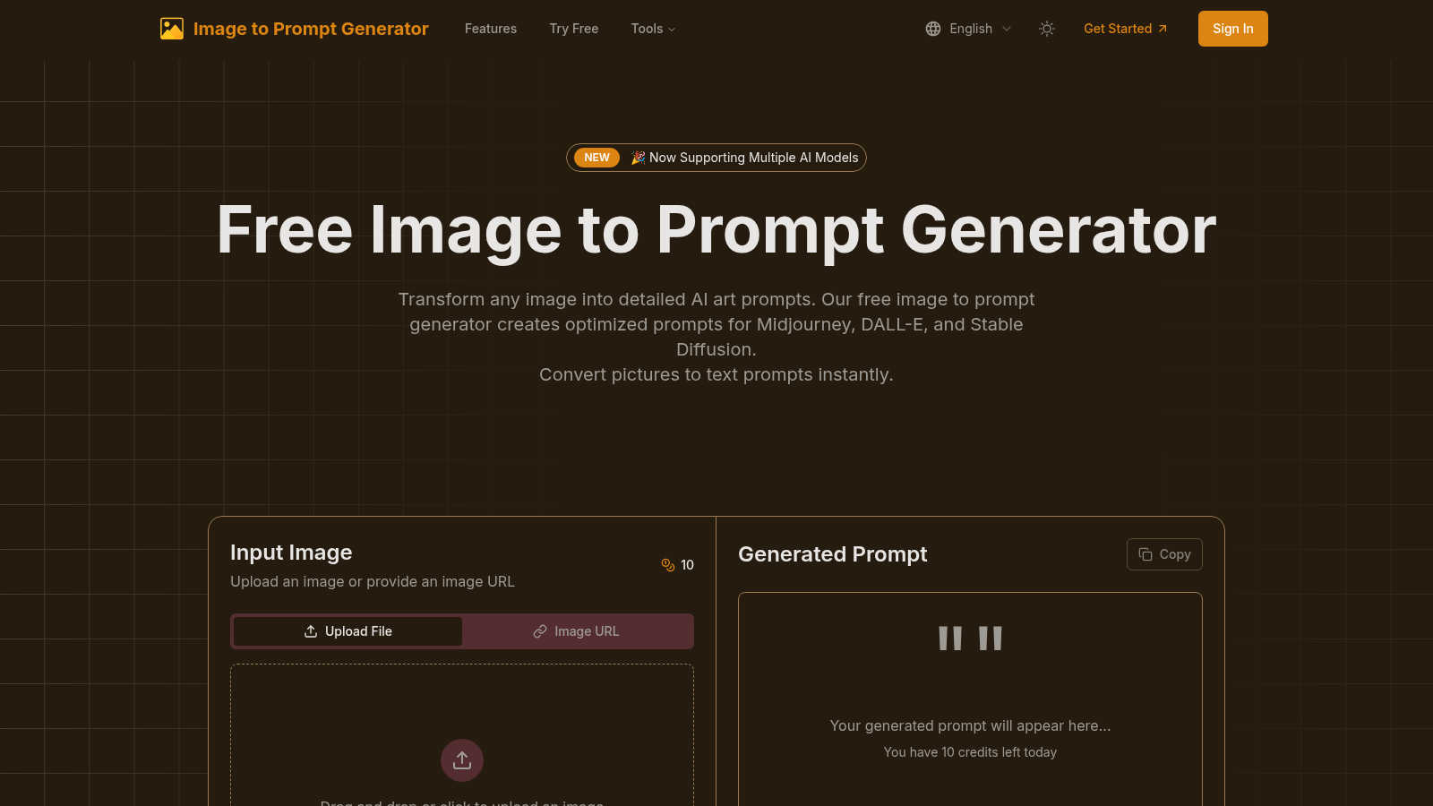 Image to Prompt Generator application interface and features