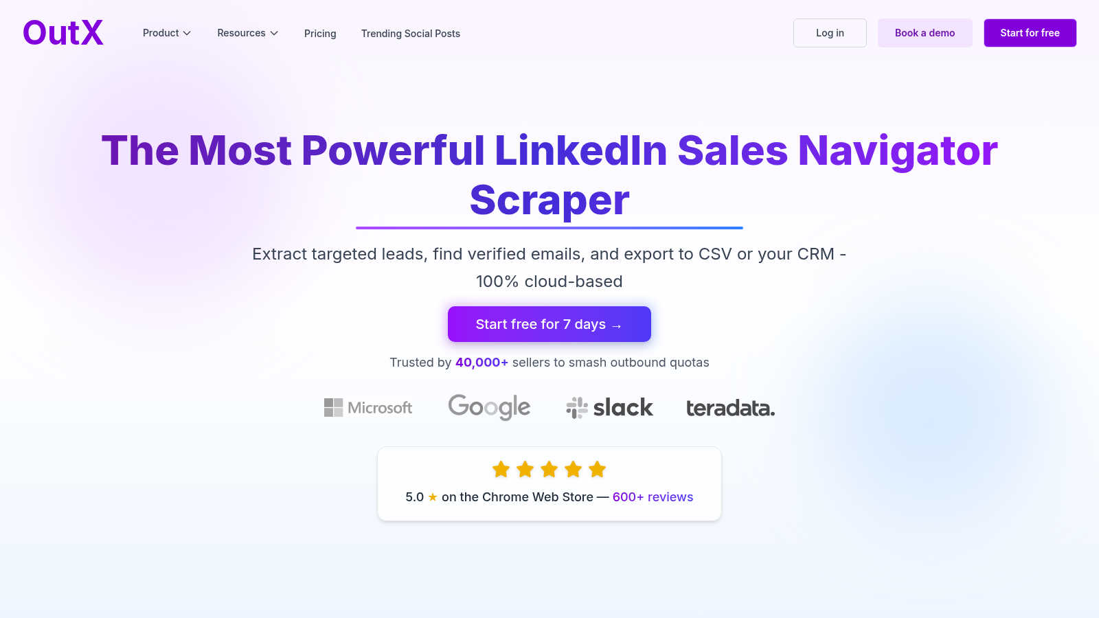 OutX.ai – LinkedIn Sales Navigator Scraper application interface and features