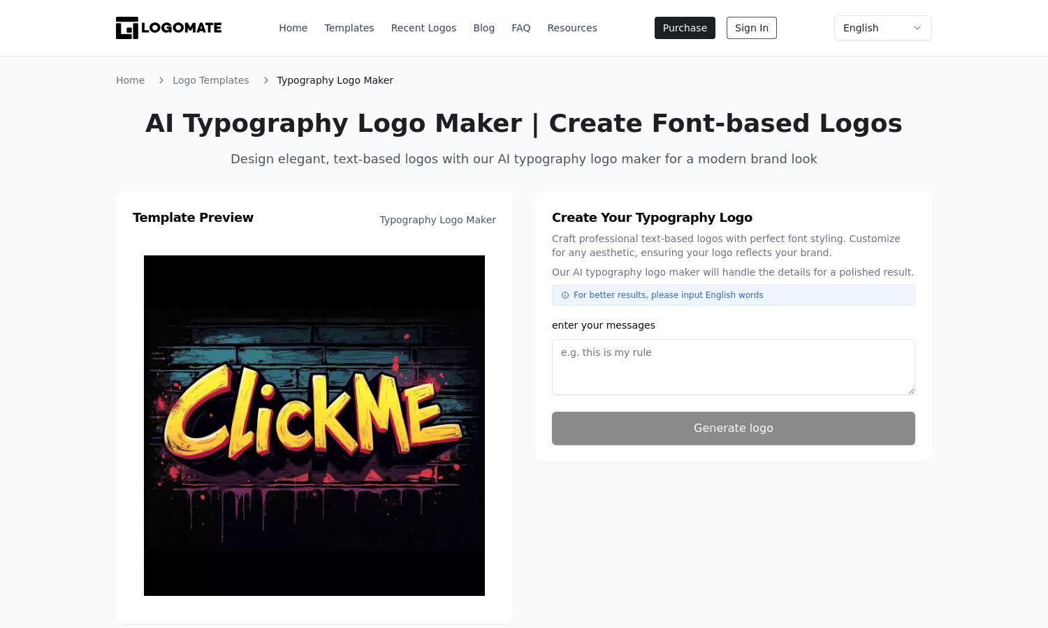 AI Typography Logo Maker Website