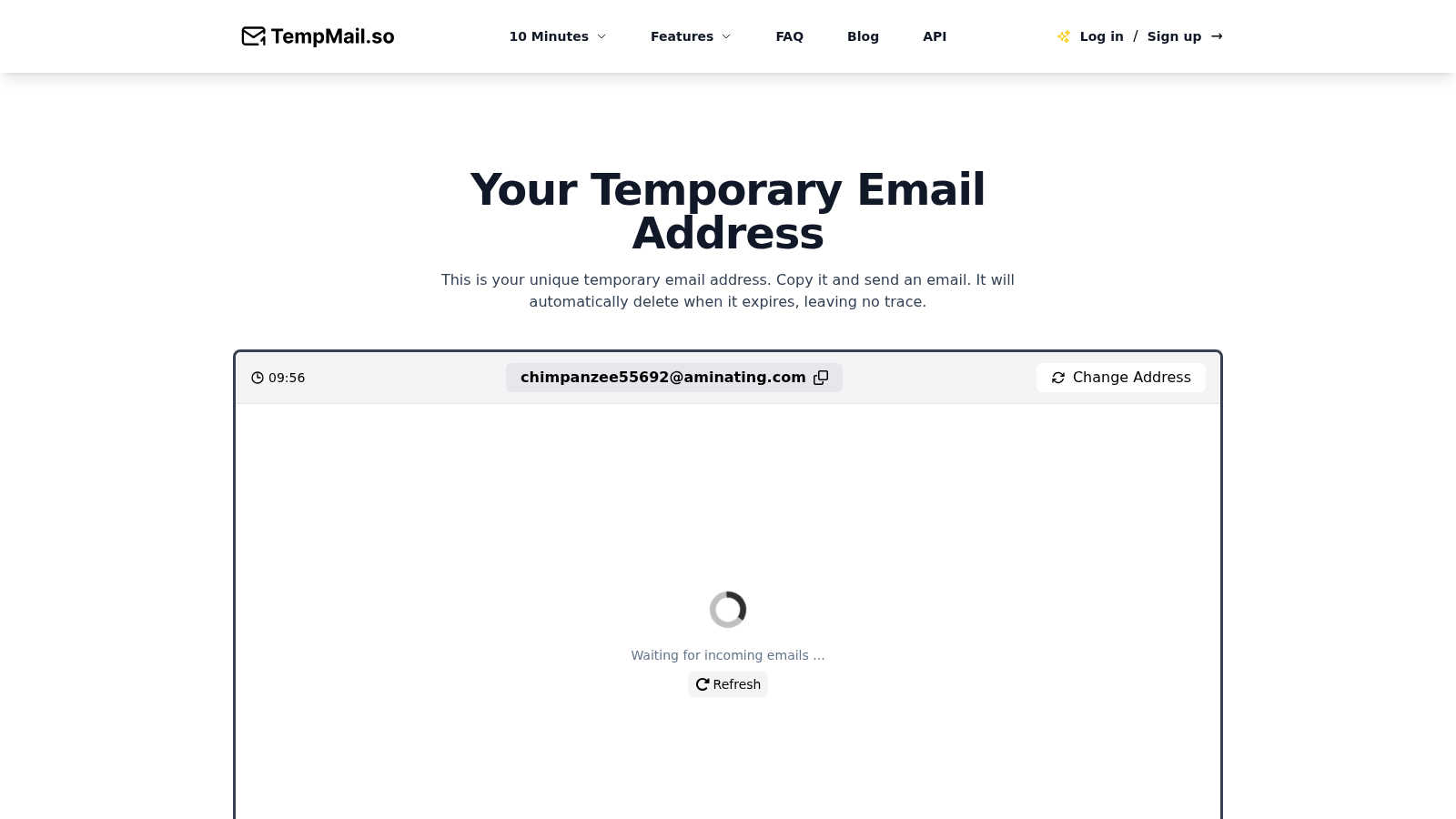 TempMail.so application interface and features