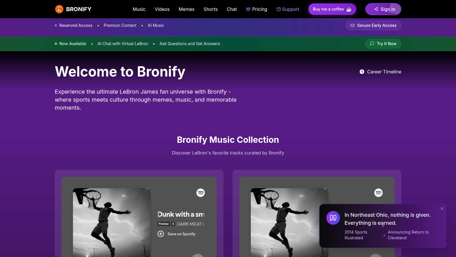 bronify application interface and features