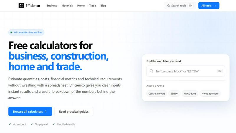 Efficienco application interface and features