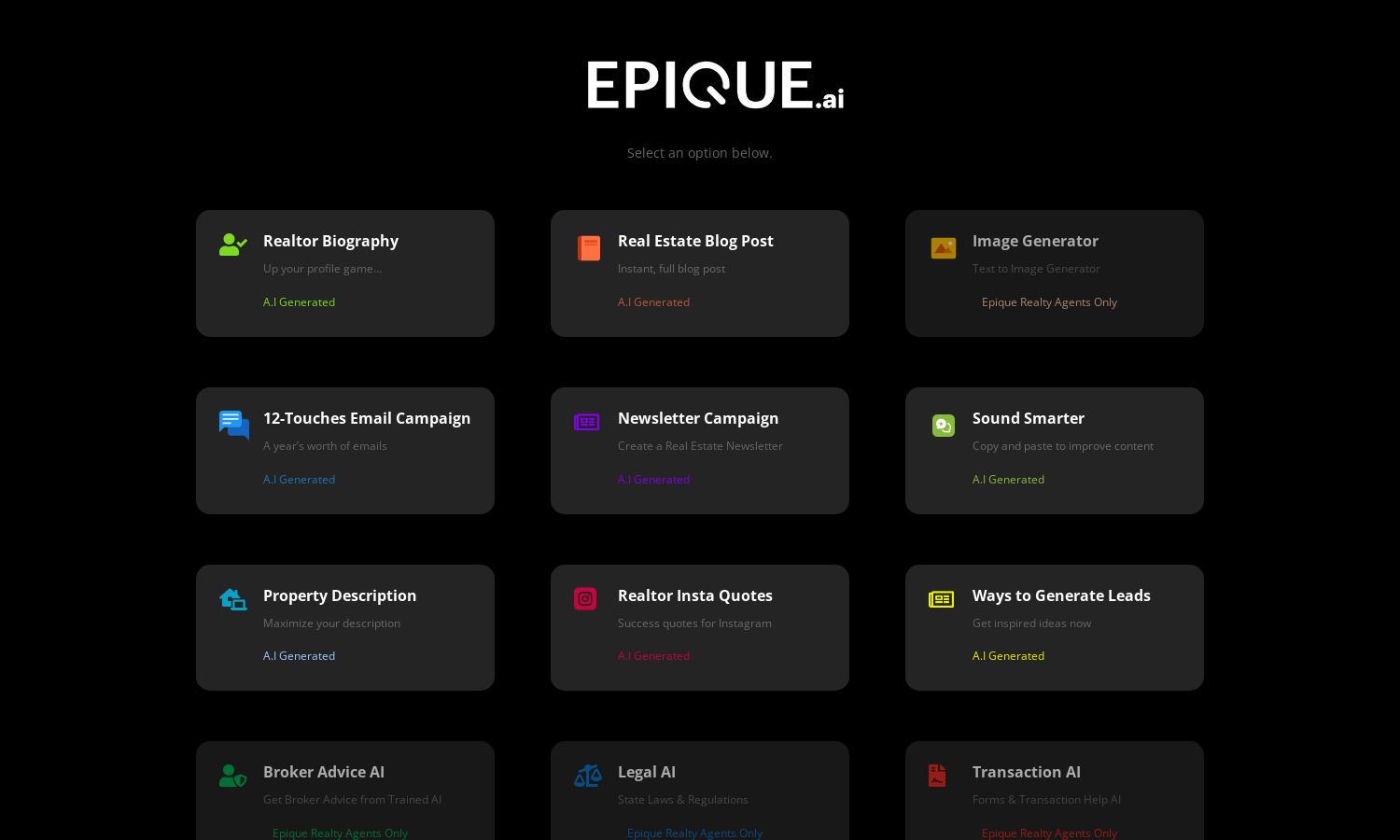 Epique AI Website