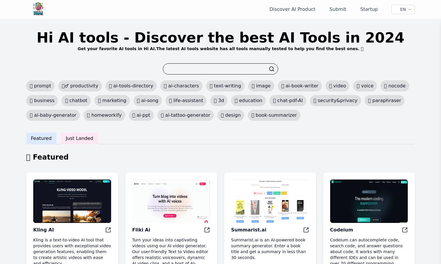 Hi AI Tools Website