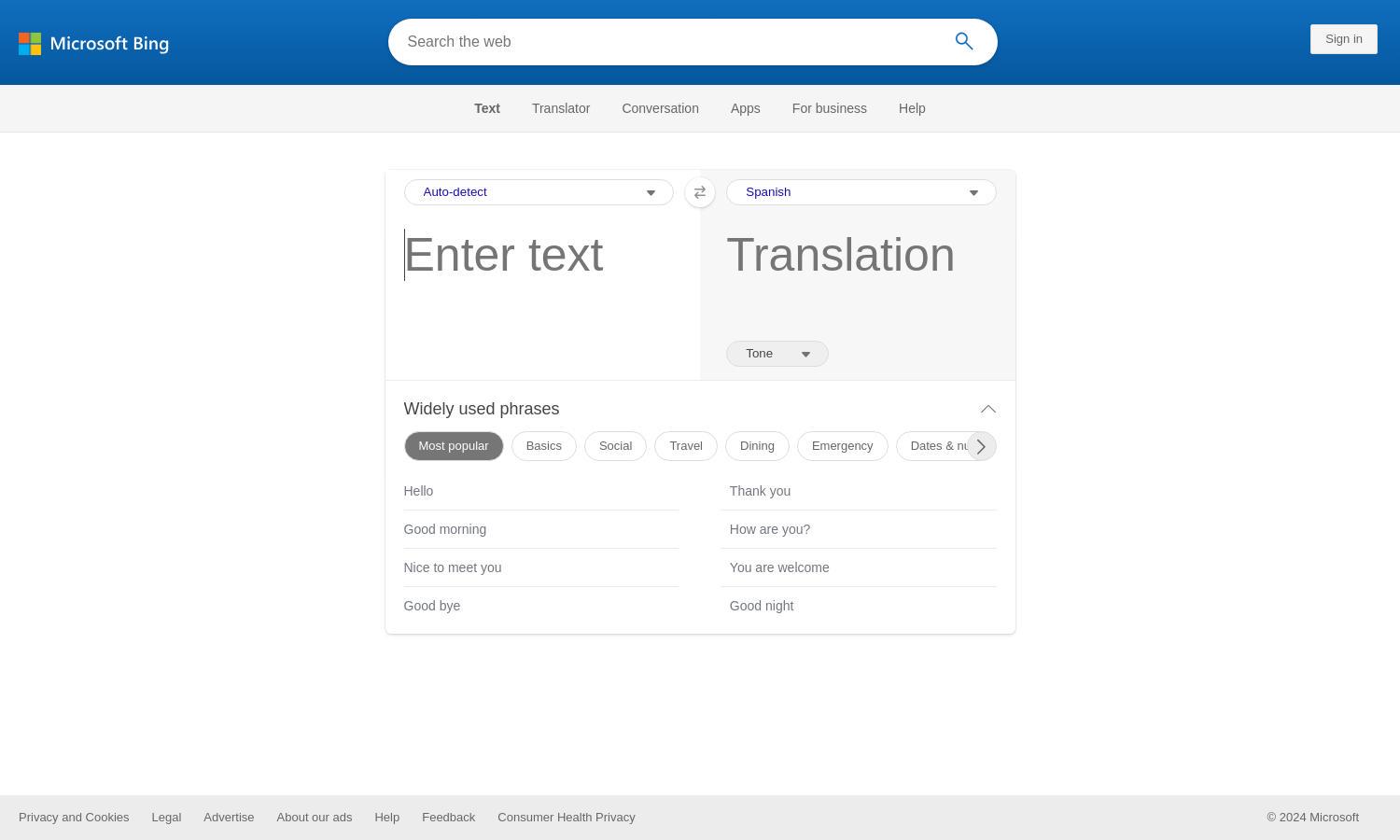 Microsoft Translator Website