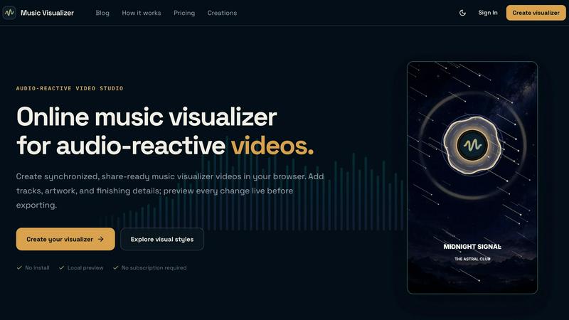Music Visualizer application interface and features