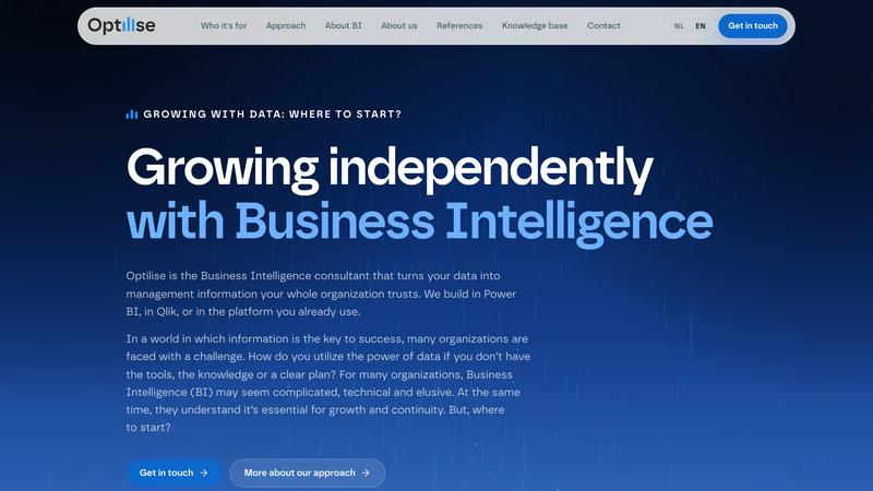 Optilise application interface and features