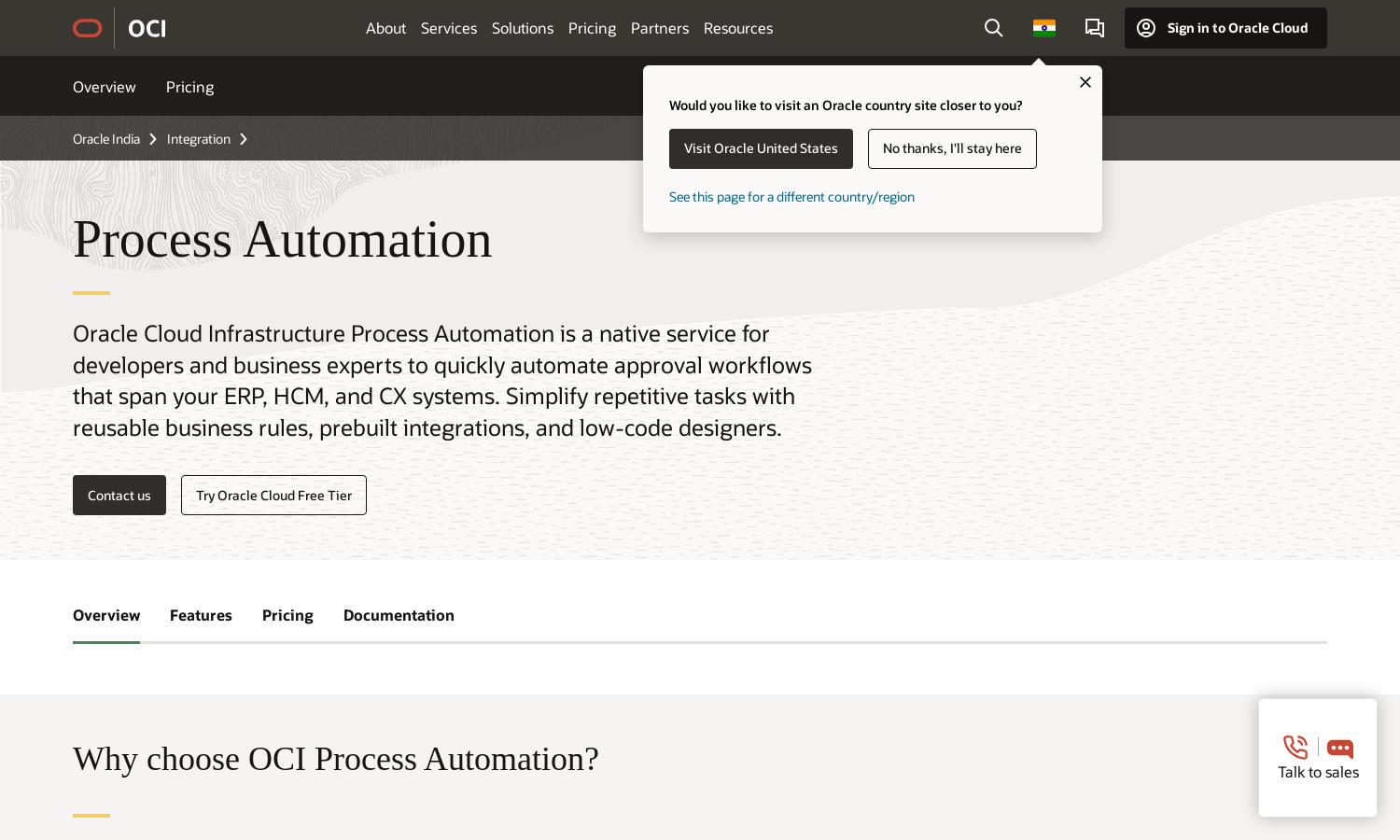 Oracle Cloud Infrastructure Website