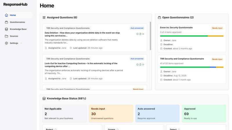 ResponseHub application interface and features
