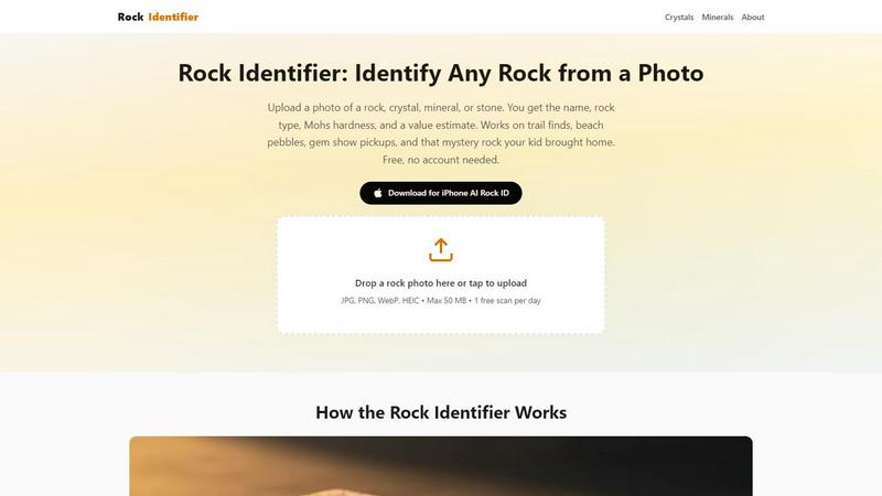 Rock Identifier - AI Rock ID application interface and features