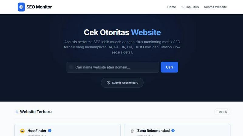 SEO Metrics Monitor application interface and features