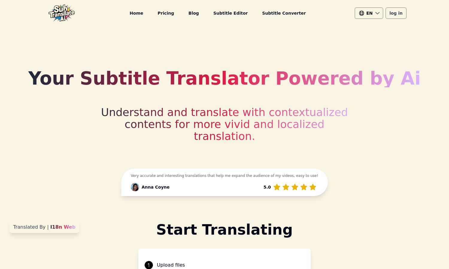 Sub Translate AI Website