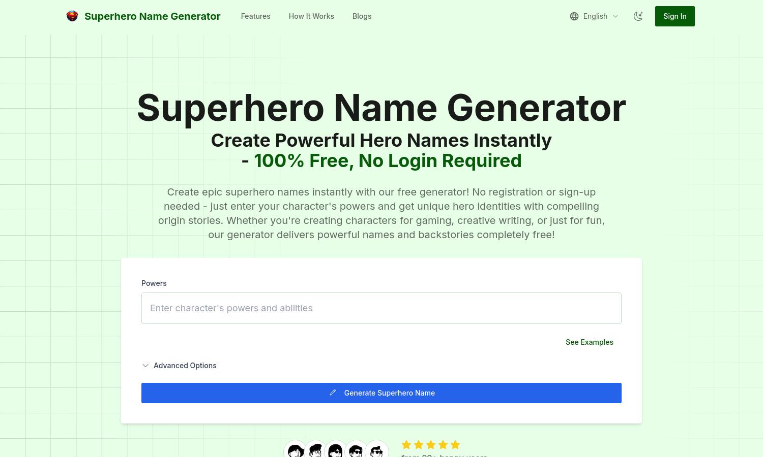 Superhero Name Generator Website