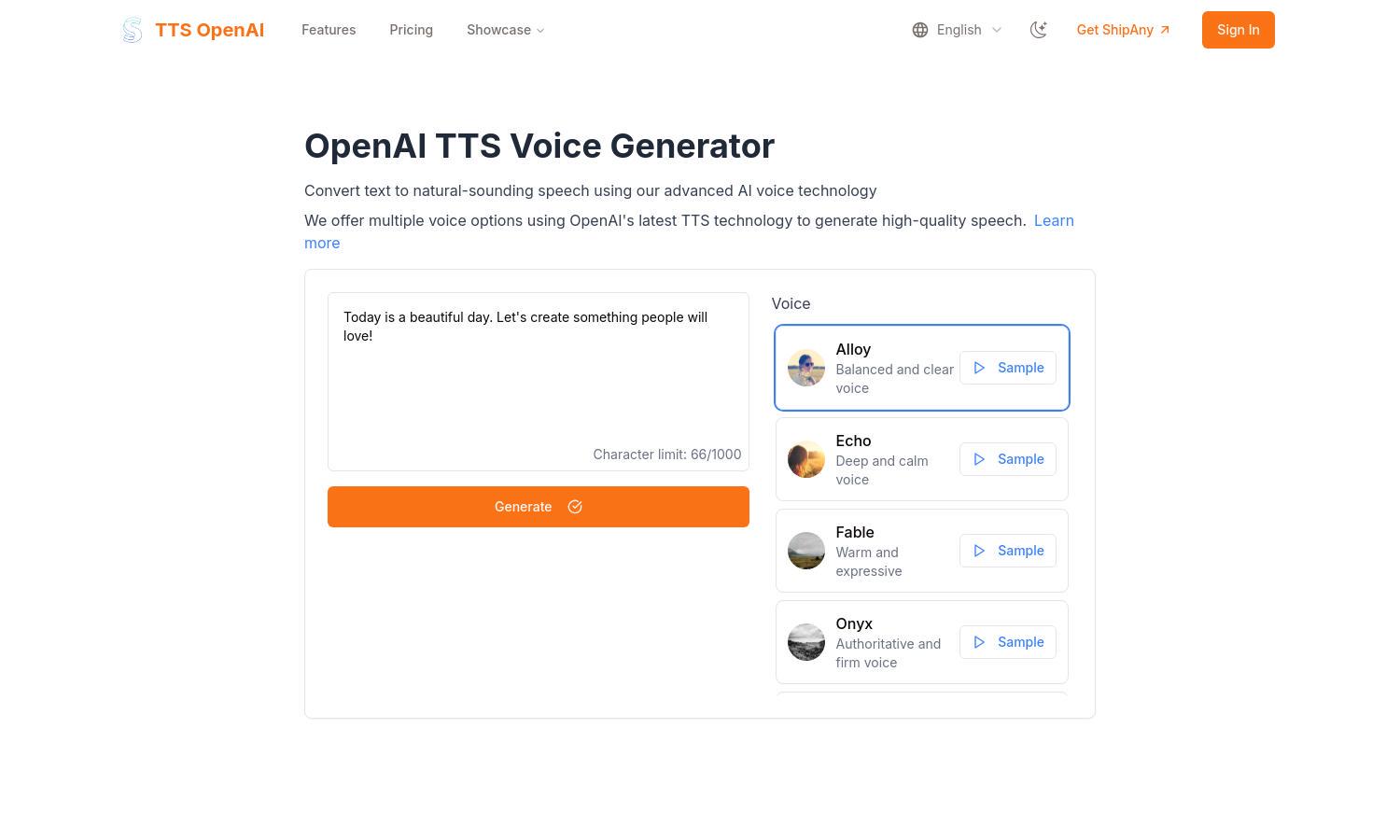 TTS OpenAI Website