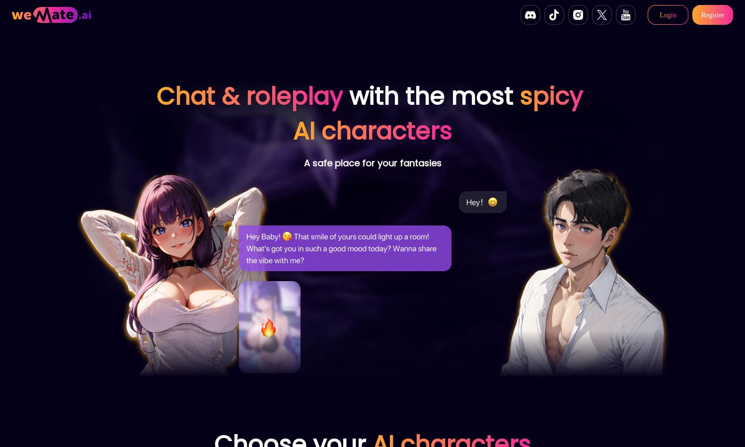 Wemate Spicy AI Roleplay Chat Website