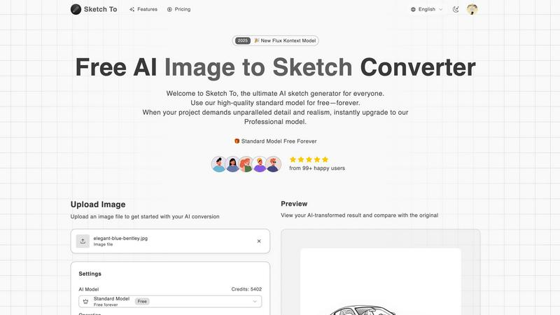 Sketch To application interface and features