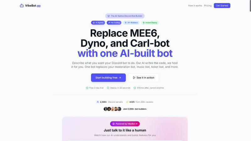 VibeBot.gg application interface and features